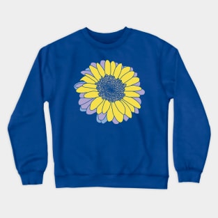 Yellow Gray and Purple Flower Drawing Crewneck Sweatshirt